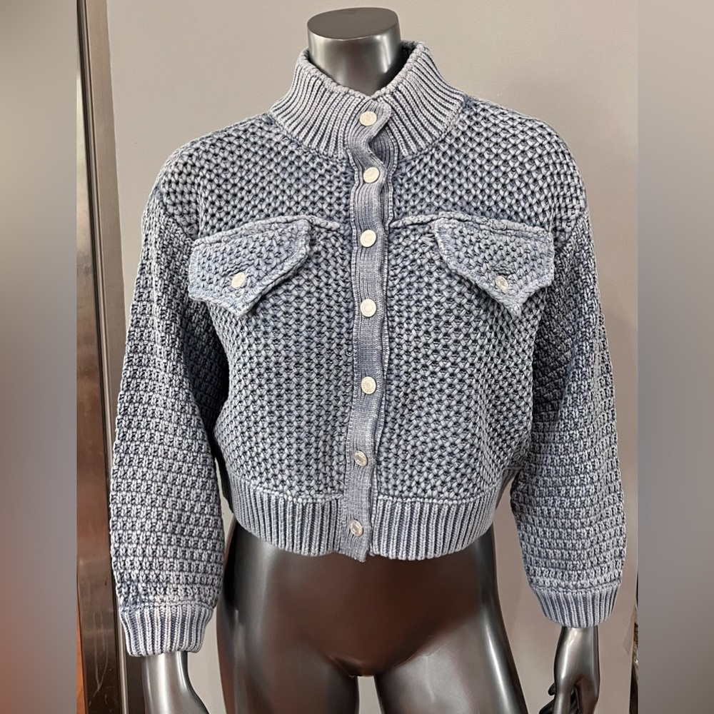 Anthropologie Gray Textured Cardigan Sweater